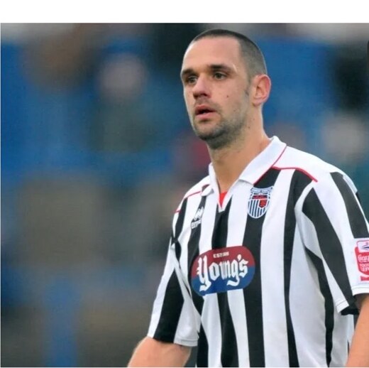 Paul Linwood playing for Grimsby Town during the 2009–10 season